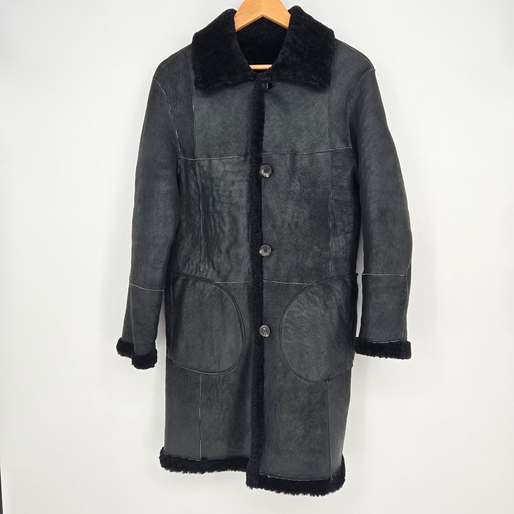 Andrew Marc New York 100% Shearling Coat Womens S Long Black Sheepskin Luxury